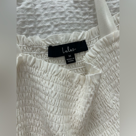 Lulu's white smocked tie-strap midi dress size M - Picture 5 of 6